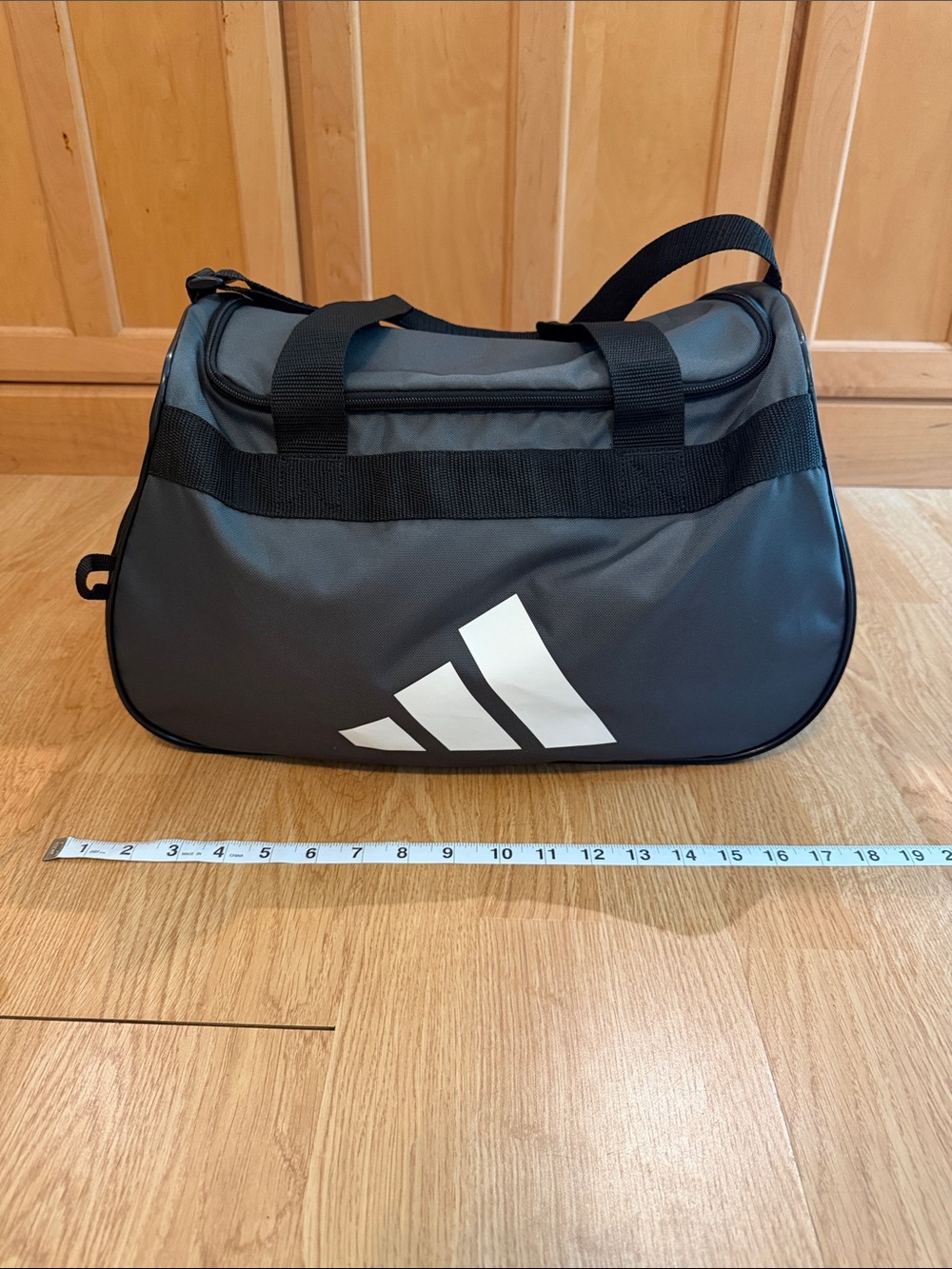 adidas Gray Duffel with White Logo and Black Straps